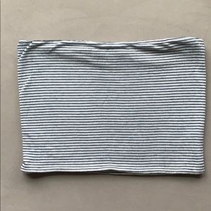 Brandy Melville White Navy Pinstripe Tube Top